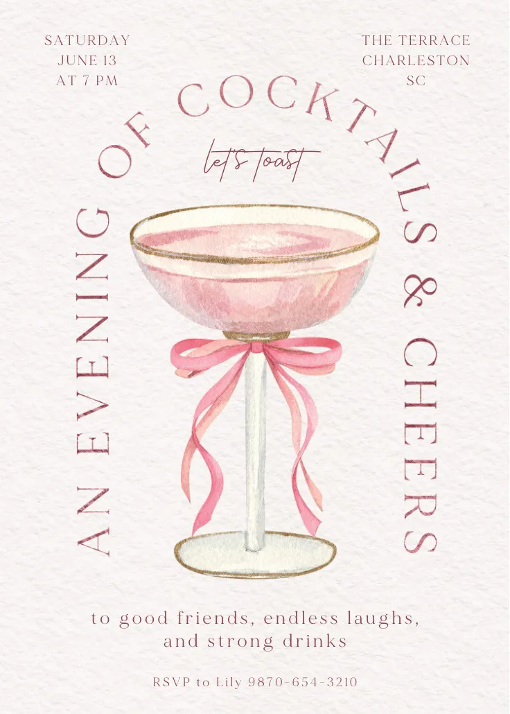 Glass of bubbly - cocktail party invitation